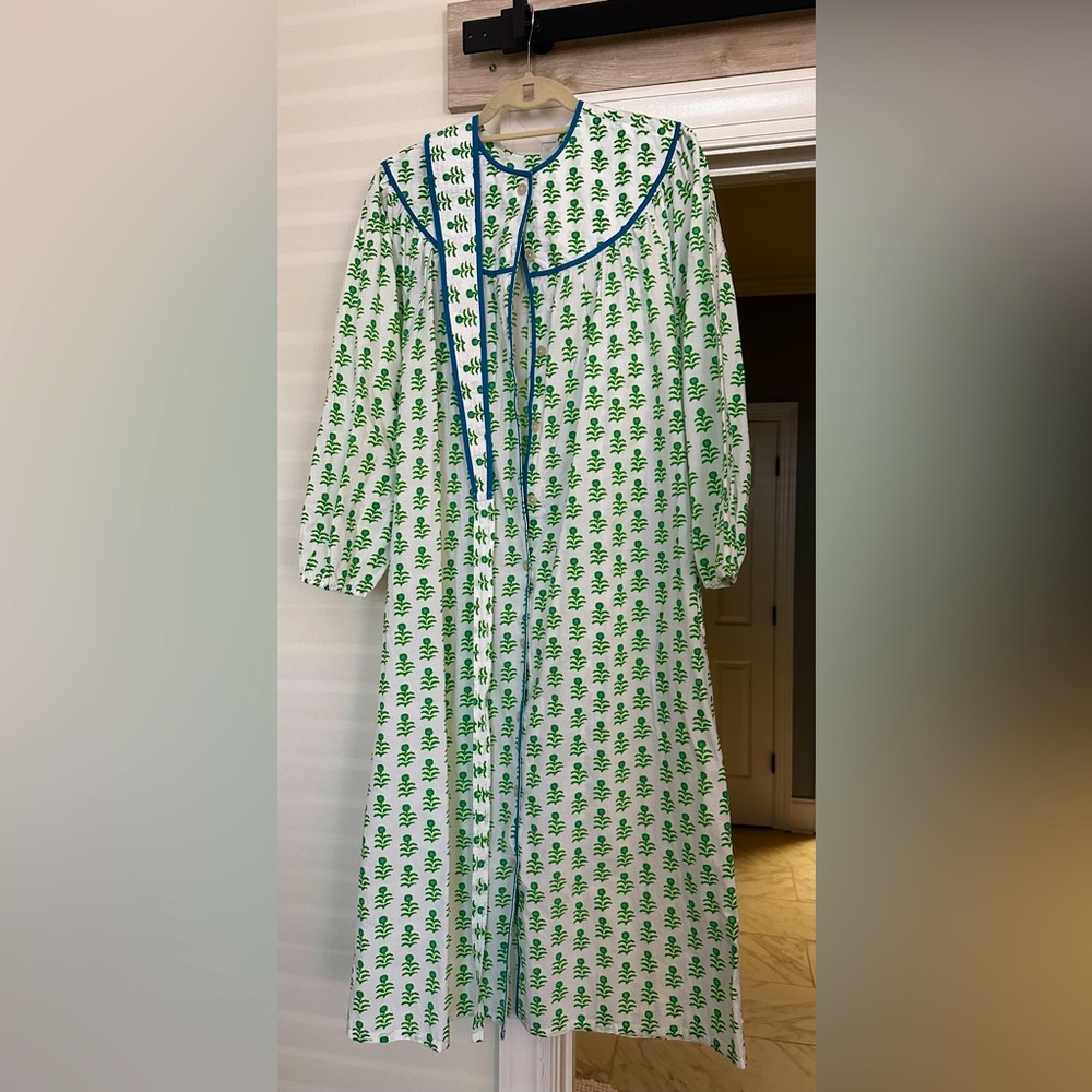 NWOT Block print house dress with wrap